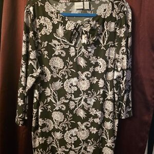 Chico's Black and White Floral Top
